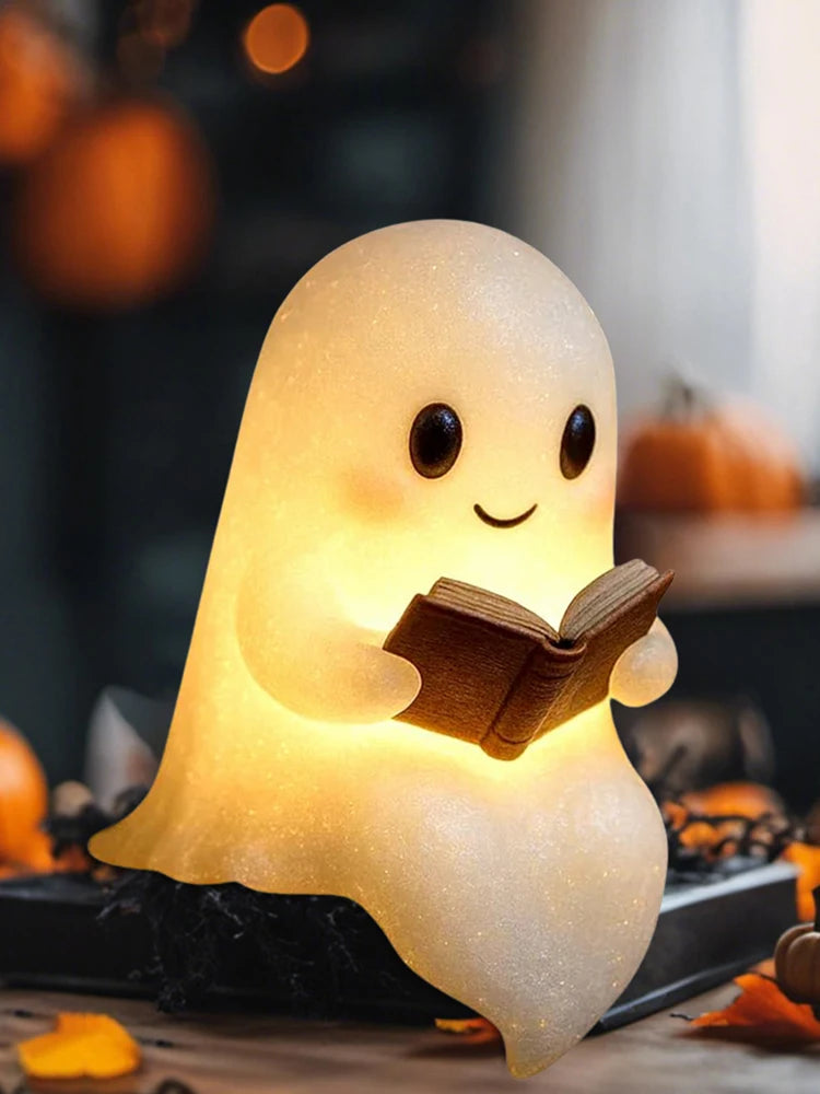 Cute Ghost Reading Lamp – Halloween Night Light for Book Lovers & Cozy Reading Vibes