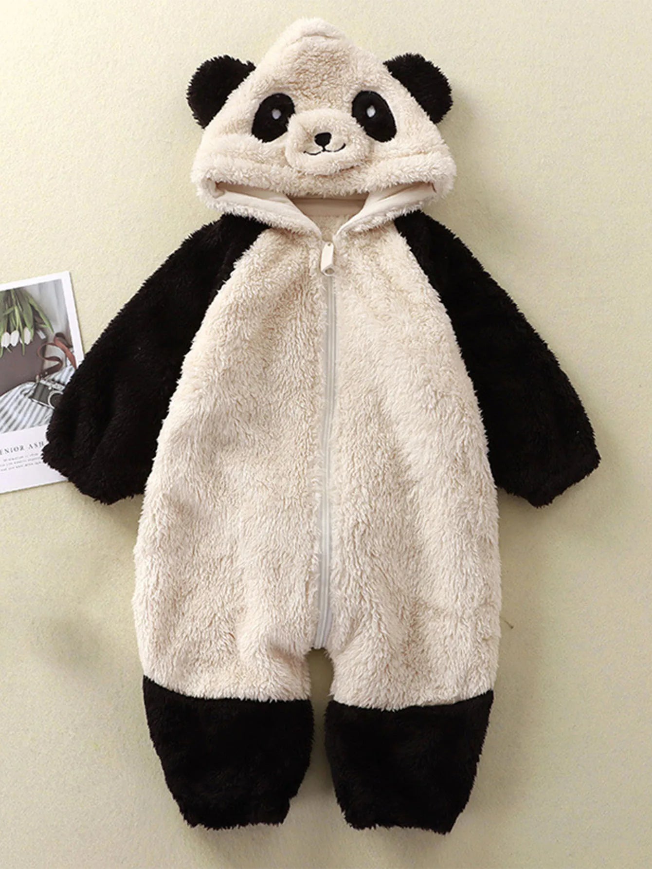 Cute Panda Winter Romper – Fleece Jumpsuit for Babies, Boys & Girls