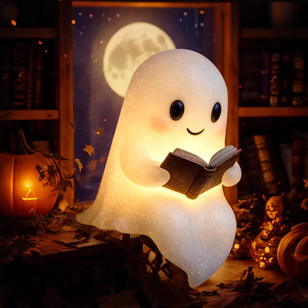 Cute Ghost Reading Lamp – Halloween Night Light for Book Lovers & Cozy Reading Vibes